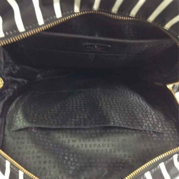Kate Spade Designer Black White Striped Fabric Trim Backpack - Picture 4 of 4